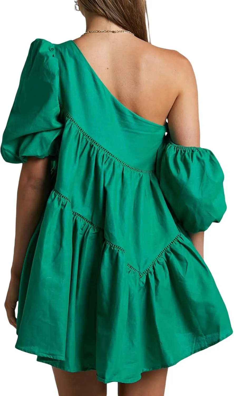 Sexy Mini Dress for Women Ruffle One Shoulder Outfits Short Puff Sleeve Cocktail Bubble Sundress Mini Skirt Sets