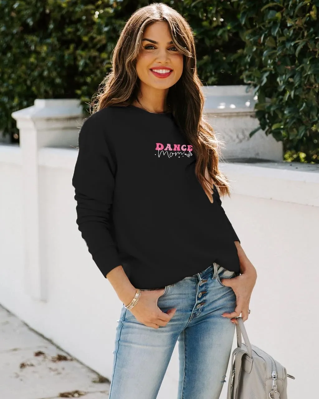 SFHFY Womens Mom Sweatshirts: Mama Crewneck Sweatshirt Casual Mom Life Pullover Mama Mode Long Sleeve Shirt Mommy Tops
