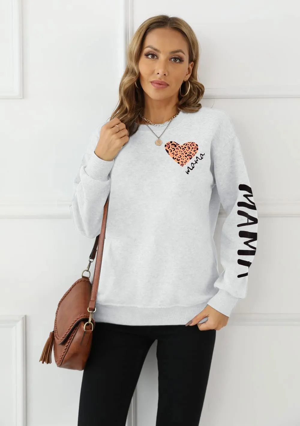 SFHFY Womens Mom Sweatshirts: Mama Crewneck Sweatshirt Casual Mom Life Pullover Mama Mode Long Sleeve Shirt Mommy Tops