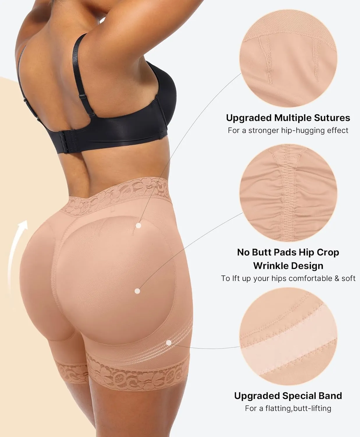 SHAPELLX Butt Lifting Shapewear For Women Tummy Control Faja Shaping Shorts Thigh Slimming Panties Mid Waisted Shaper