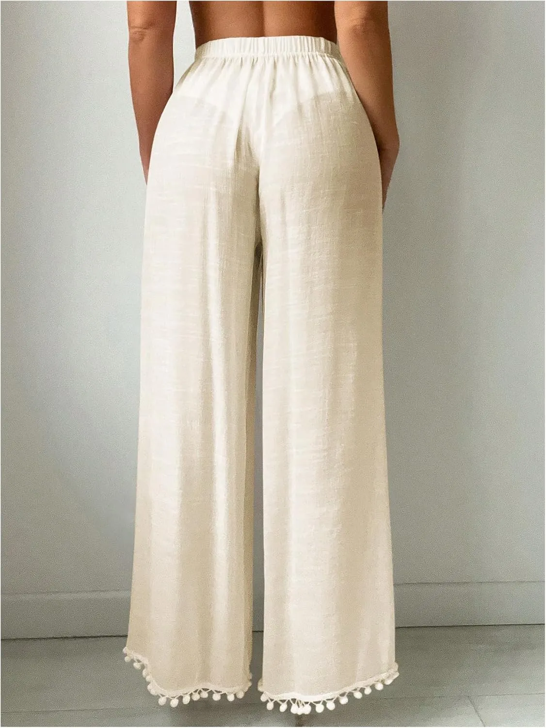 SHENHE Women's Bathing Suit Cover Up Pants Split Wide Leg Sheer Flowy Beach Palazzo Pants