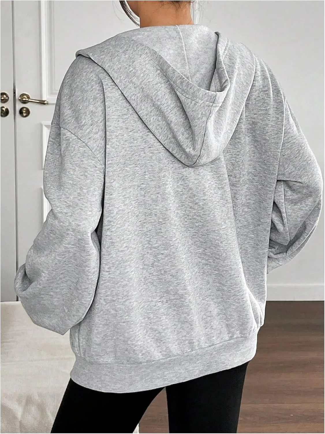 SHENHE Women's Oversized Zip Up Hoodie Sweatshirt Fleece Lined Hooded Jacket with Pockets