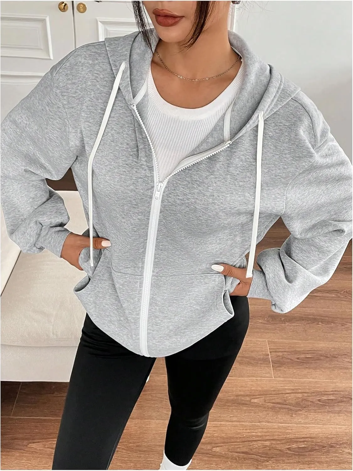 SHENHE Women's Oversized Zip Up Hoodie Sweatshirt Fleece Lined Hooded Jacket with Pockets