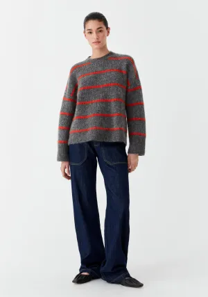 Silas Stripe Knit Pullover_Charcoal