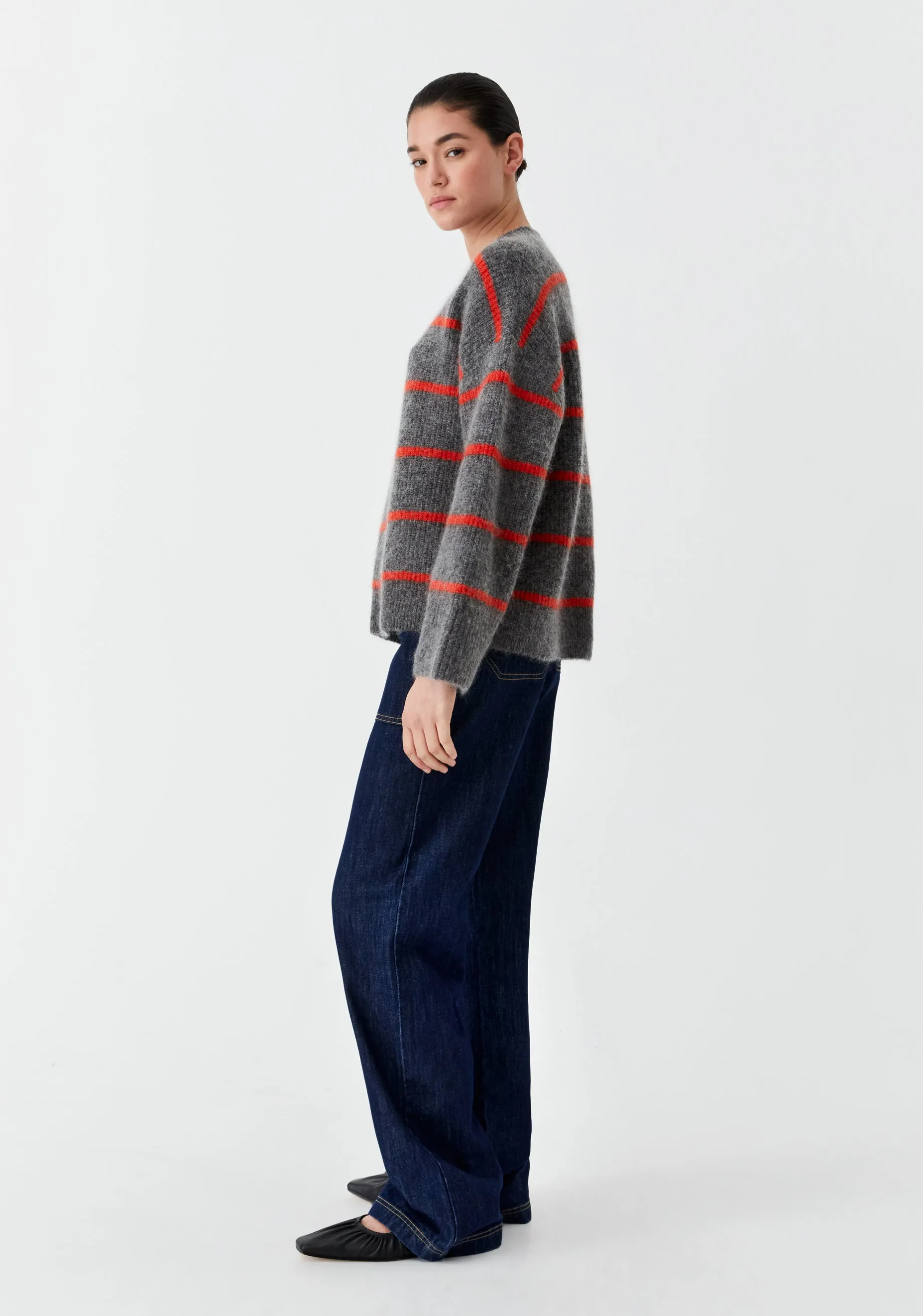 Silas Stripe Knit Pullover_Charcoal