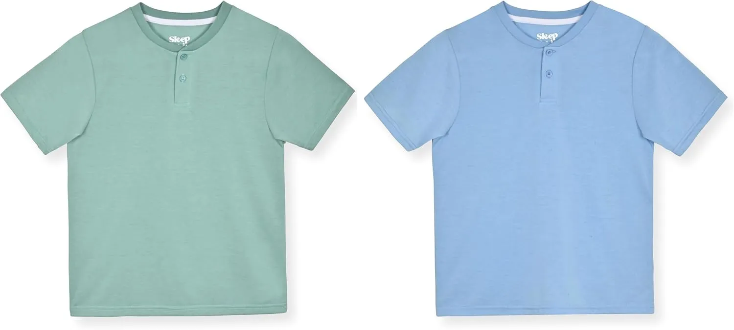 Sleep On It Boys Pajamas Shorts Set 4 Piece Pajama T-Shirt and Short Sets Summer Sleepwear for Kids (2 Full Sets)