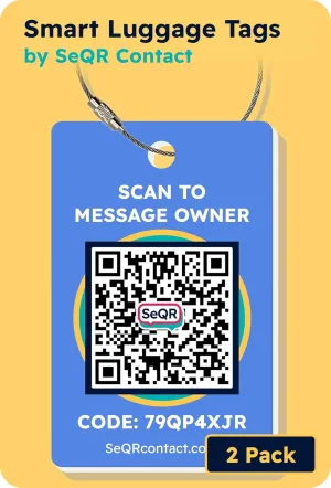 Smart Luggage Tags | Privacy QR Code Luggage Tag Keeps Personal info Private | Customizable Travel Suitcase Tags for Women Men | Use with GPS Bag Locator Tracking Tags, Air Tag for Android or iOS