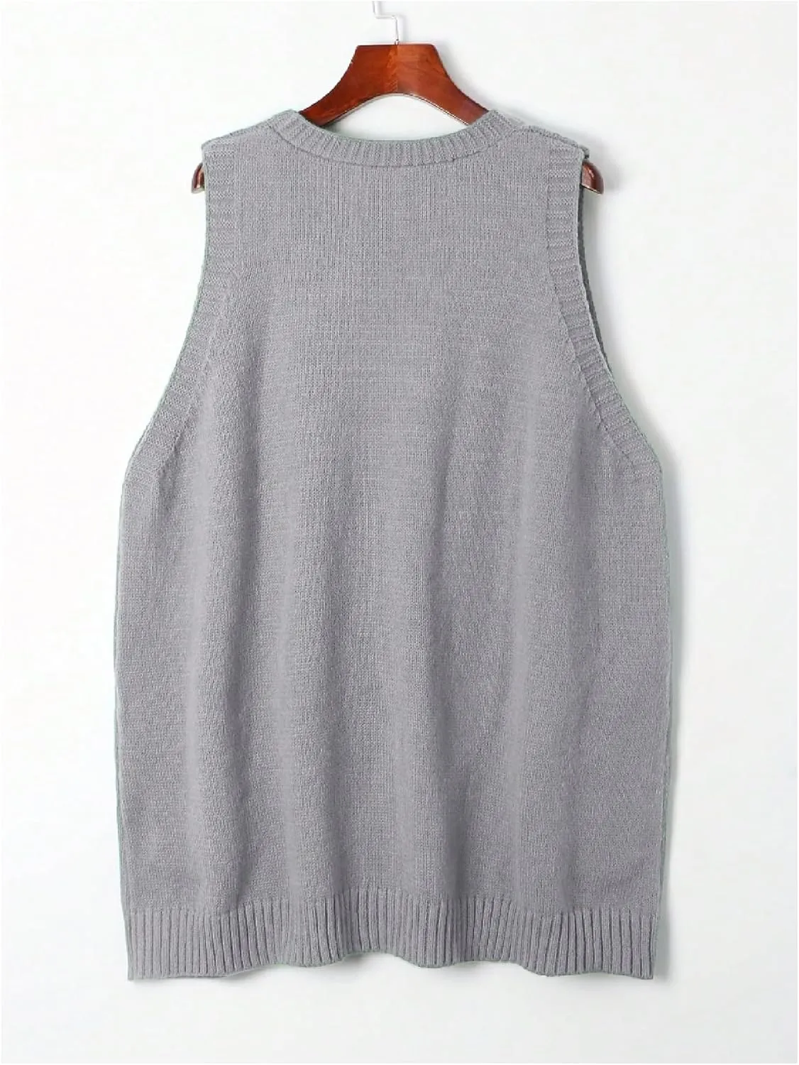 SOLY HUX Women's Plus Size Sweater Vest V Neck Sleeveless Loose Fit Knit Pullover Tank Tops with Pockets