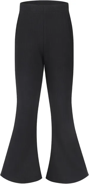 Spring&Gege Girls Ribbed Knit Bell Bottoms Flare Leggings Ruffle Bootcut Pants Casual Solid Fall Outfits (5-12 Years)
