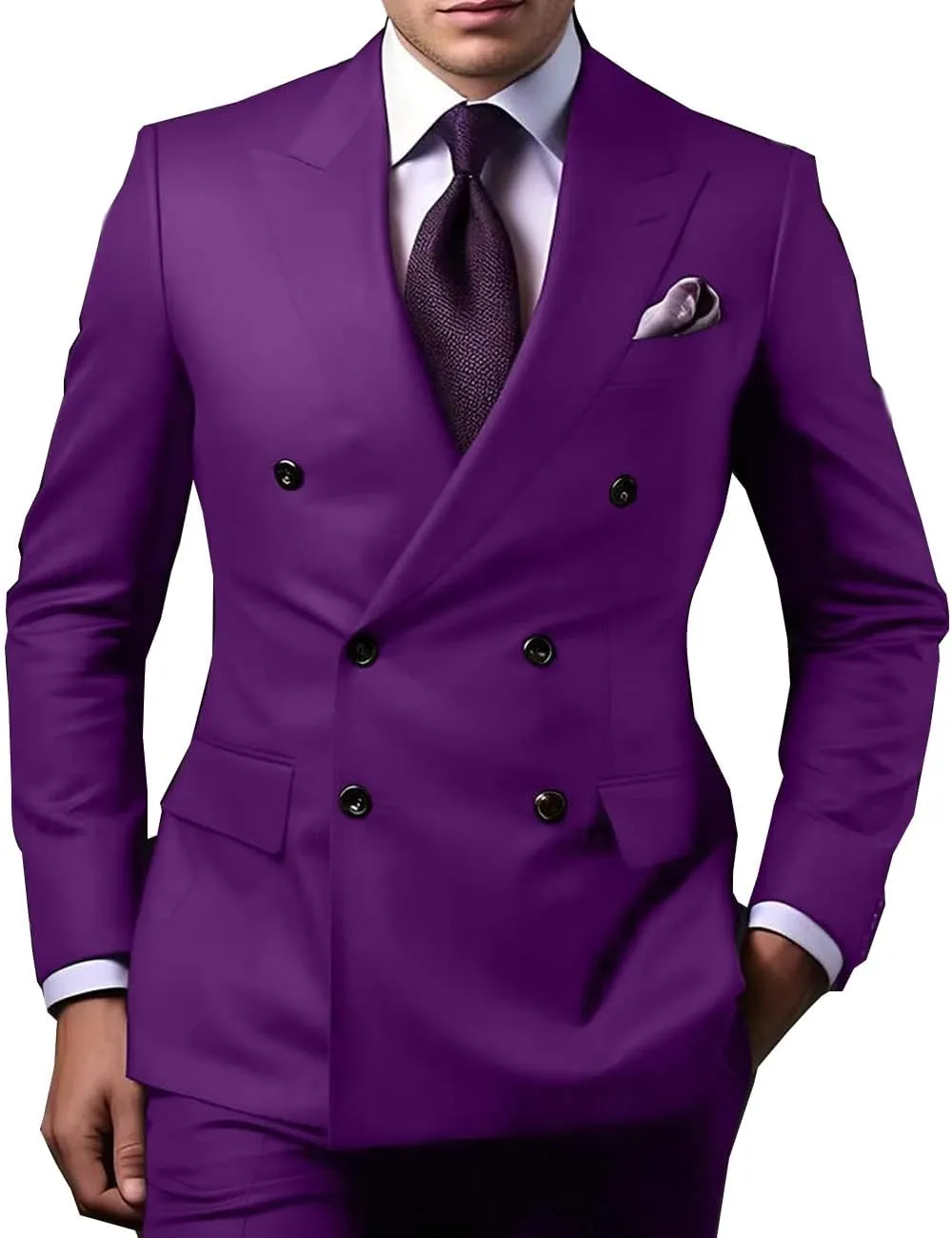 Suits for Men 2 Piece Slim Fit Men's Suit Double Breasted Formal Blazer Jacket Vest Pants Set Wedding Prom Party