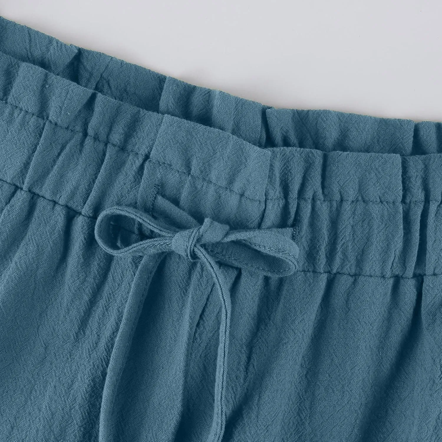 Summer Linen Pants for Women 2025 High Waist Elastic Straight Leg Palazzo Pant Lightweight Flowy Beach Trousers