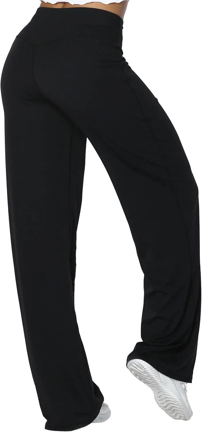 Sunzel Wide Leg Pants Women High Waist Yoga Pants with Pockets Stretch Loose Comfy Casual Lounge Sweatpants