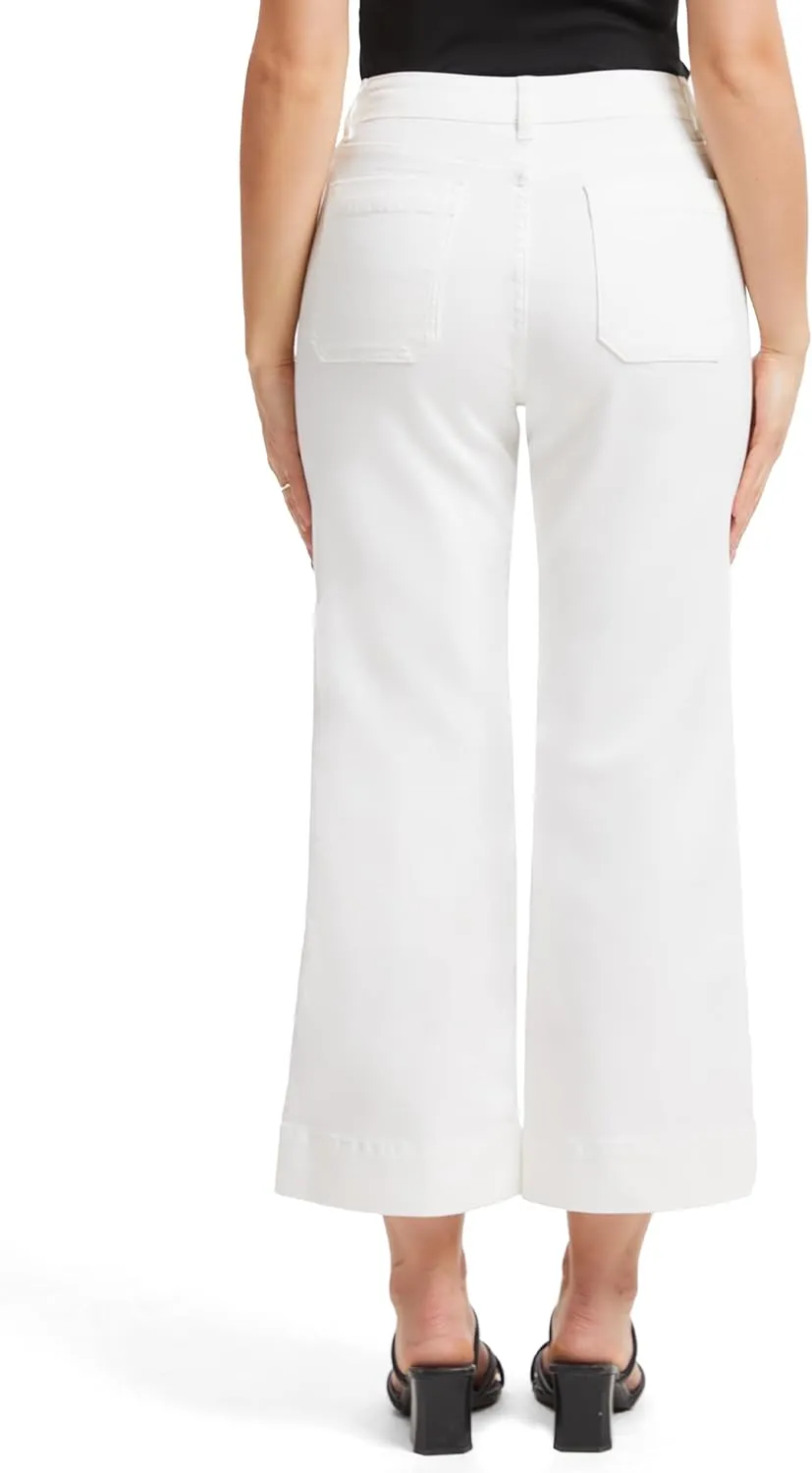 Tapata Women's 24/26 Petite Regular Wide Leg Jeans High Waisted Flare Stretchy Cropped Denim Pants Trendy Baggy Pockets