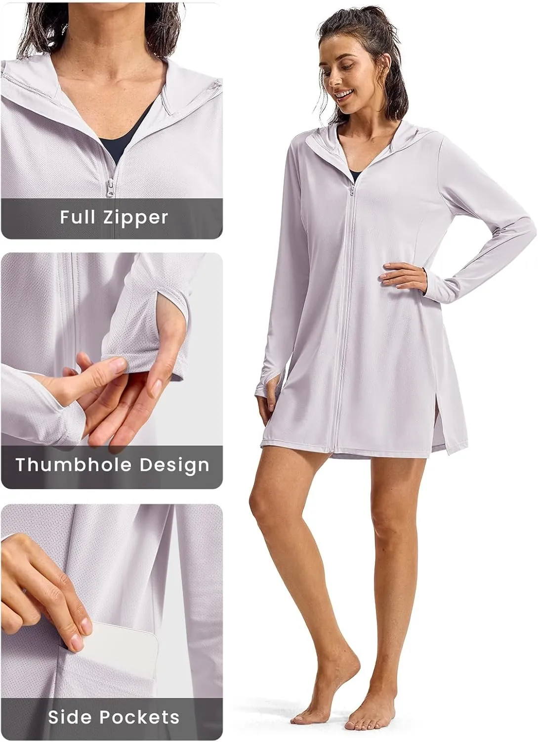 TBMPOY Women's Swim Cover Up UPF 50  Sun Protection Long Hoodie Jacket SPF Lightweight Beach Swimwear Coverups 2025