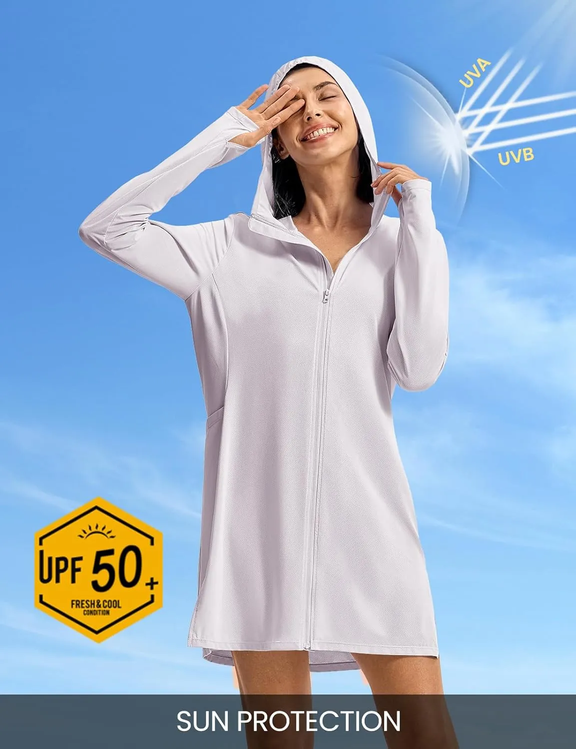 TBMPOY Women's Swim Cover Up UPF 50  Sun Protection Long Hoodie Jacket SPF Lightweight Beach Swimwear Coverups 2025