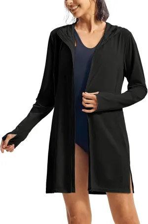 TBMPOY Women's Swim Cover Up UPF 50  Sun Protection Long Hoodie Jacket SPF Lightweight Beach Swimwear Coverups 2025
