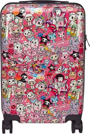 Tokidoki - Preppy Suitcase Carry-On 22 Inch Luggage  Double Spinner Wheels with 360 Degree Rotation  Cute Pink Suitcase for Girls