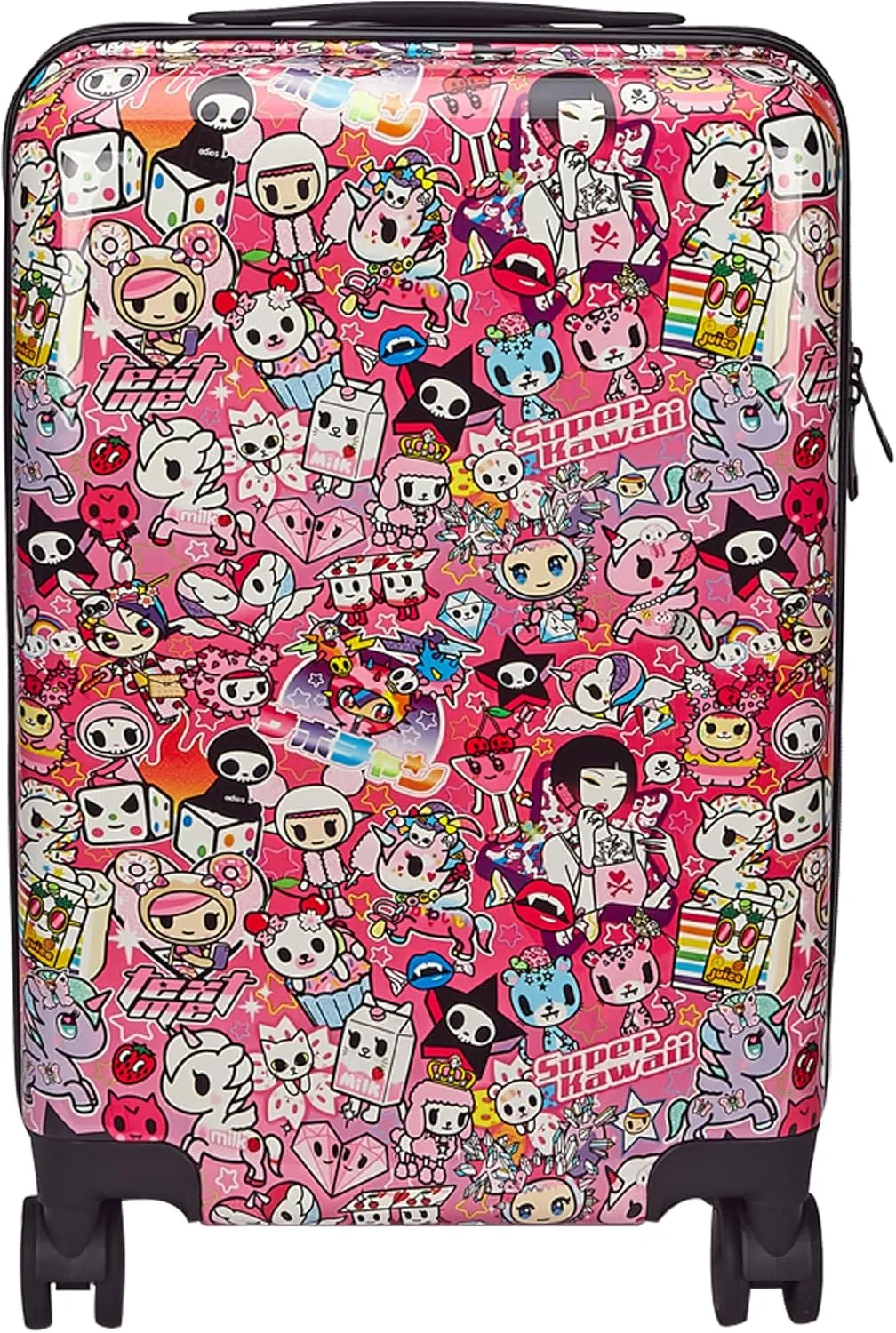 Tokidoki - Preppy Suitcase Carry-On 22 Inch Luggage  Double Spinner Wheels with 360 Degree Rotation  Cute Pink Suitcase for Girls