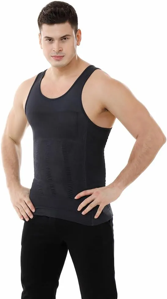 TopTie 5 Pack Slimming Body Shaper Compression Shirt, Men's Sculpting Vest Muscle Tank