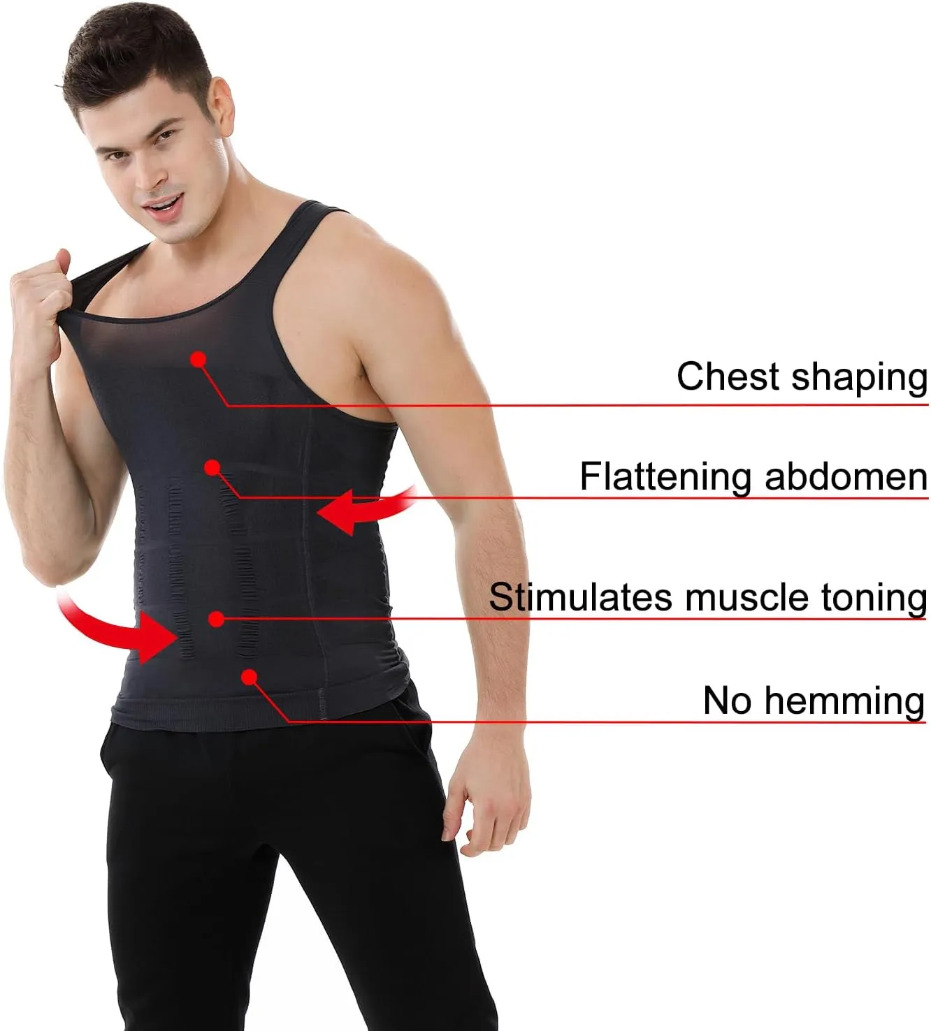 TopTie 5 Pack Slimming Body Shaper Compression Shirt, Men's Sculpting Vest Muscle Tank