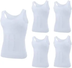 TopTie 5 Pack Slimming Body Shaper Compression Shirt, Men's Sculpting Vest Muscle Tank