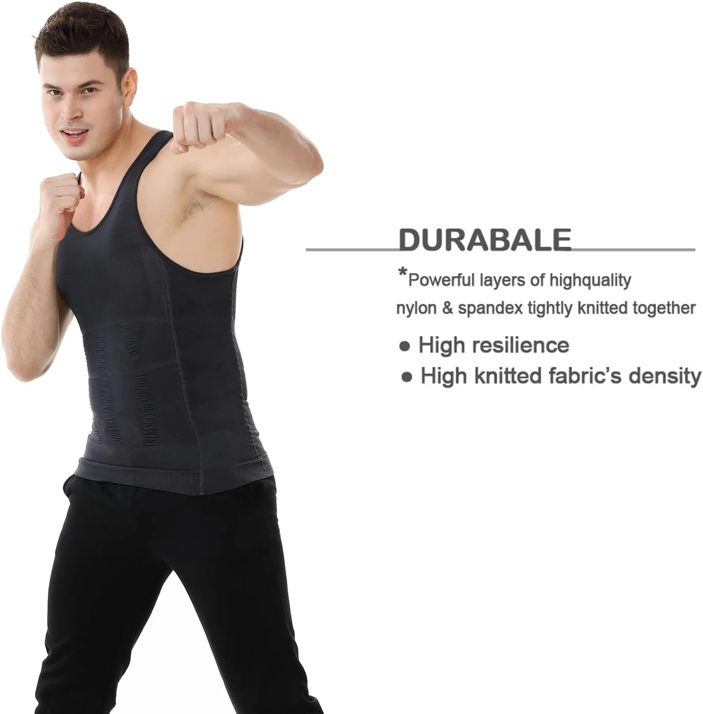 TopTie 5 Pack Slimming Body Shaper Compression Shirt, Men's Sculpting Vest Muscle Tank