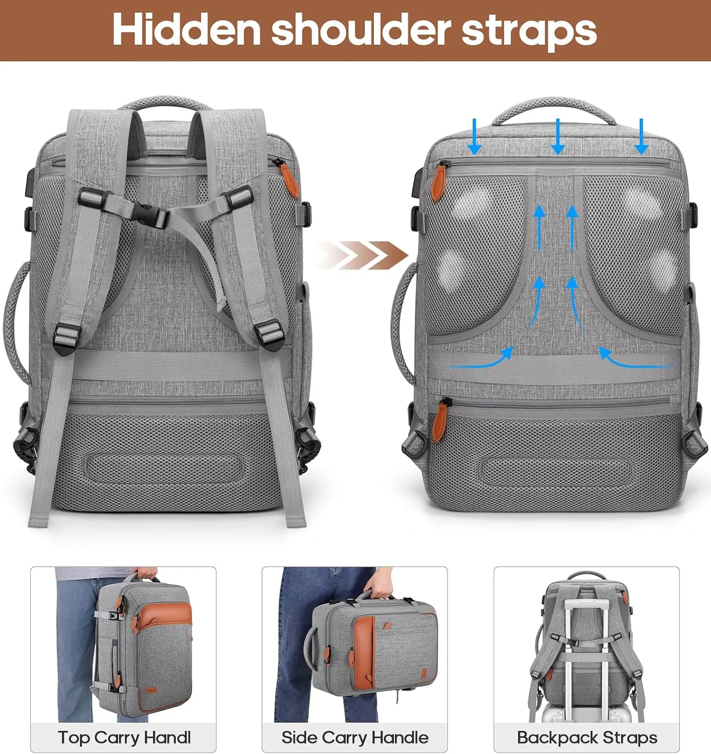 Travel Backpack, 42L Laptop Backpack, Carry-on Approved Bag for Men & Women, Waterproof Luggage with Packing Cubes, Shoe Pocket, Personal Item Size for Flights
