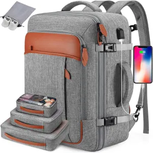 Travel Backpack, 42L Laptop Backpack, Carry-on Approved Bag for Men & Women, Waterproof Luggage with Packing Cubes, Shoe Pocket, Personal Item Size for Flights