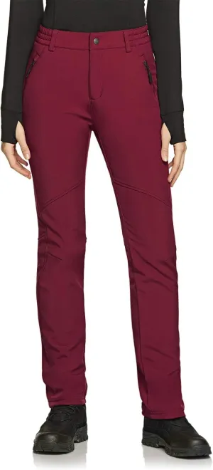TSLA Women's Softshell Winter Snow Ski Pants, Fleece Lined Waterproof Hiking Pants, Insulated Work Outdoor Pants