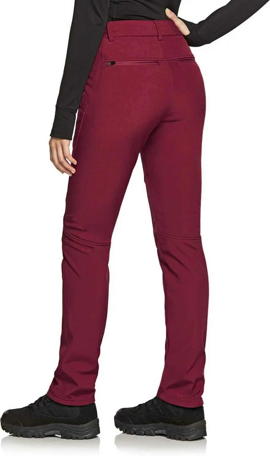 TSLA Women's Softshell Winter Snow Ski Pants, Fleece Lined Waterproof Hiking Pants, Insulated Work Outdoor Pants