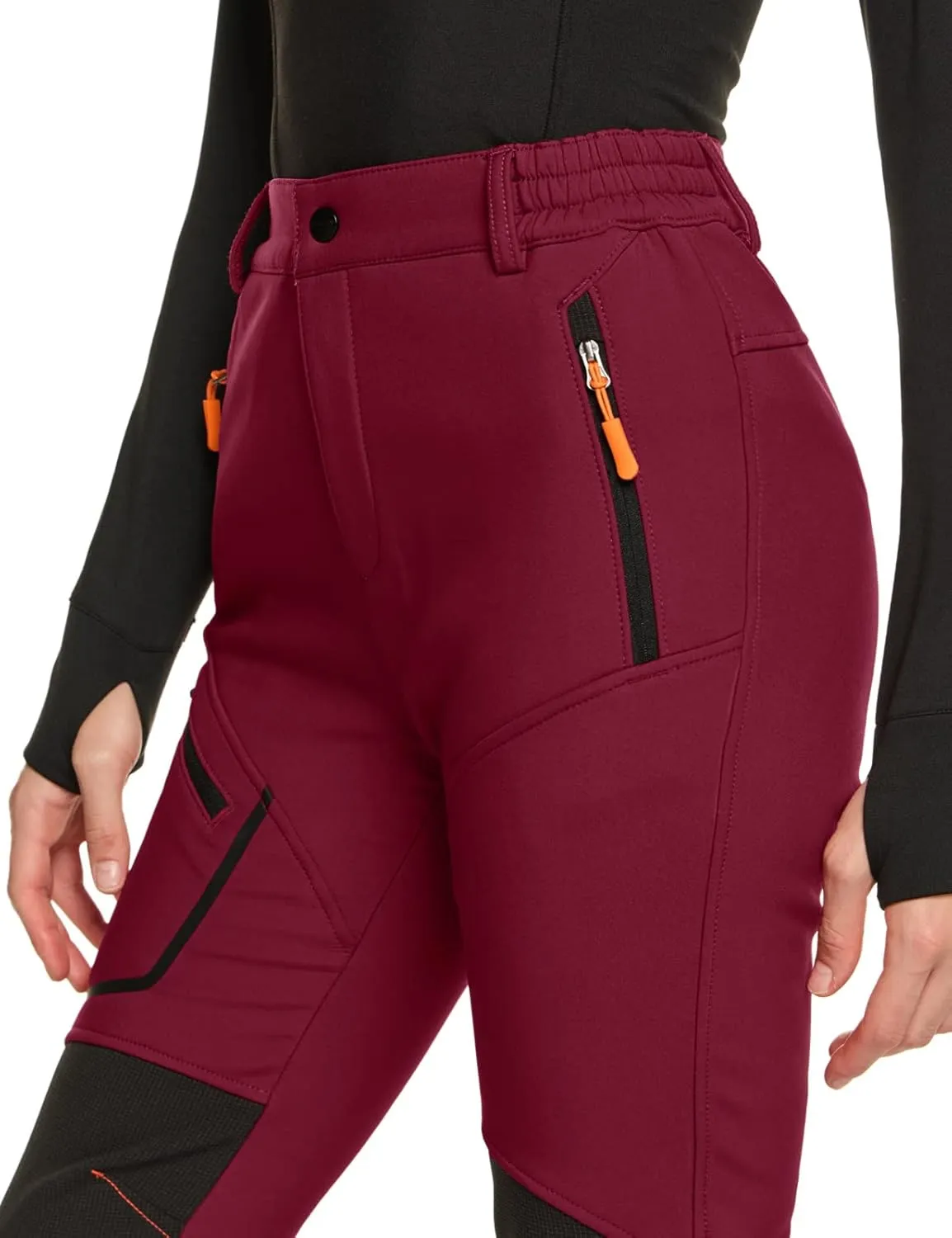 TSLA Women's Softshell Winter Snow Ski Pants, Fleece Lined Waterproof Hiking Pants, Insulated Work Outdoor Pants