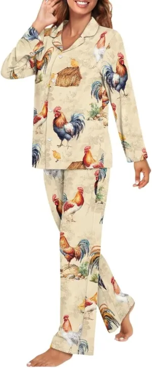 Two Piece Pajama Set for Women Long Sleeve Tops with Pants Comfy Button Down Pjs Set Sleepwear Loungewear