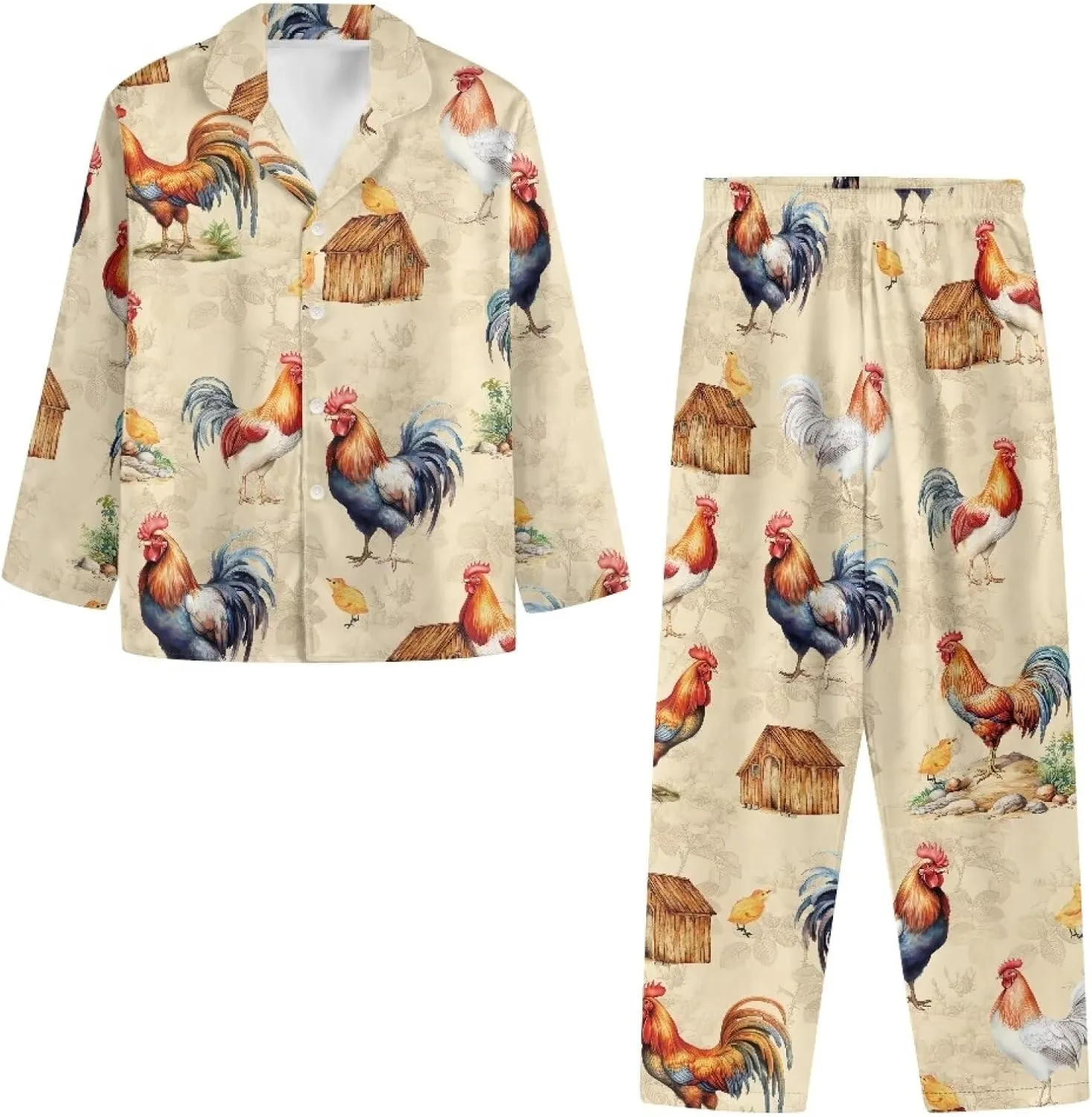 Two Piece Pajama Set for Women Long Sleeve Tops with Pants Comfy Button Down Pjs Set Sleepwear Loungewear