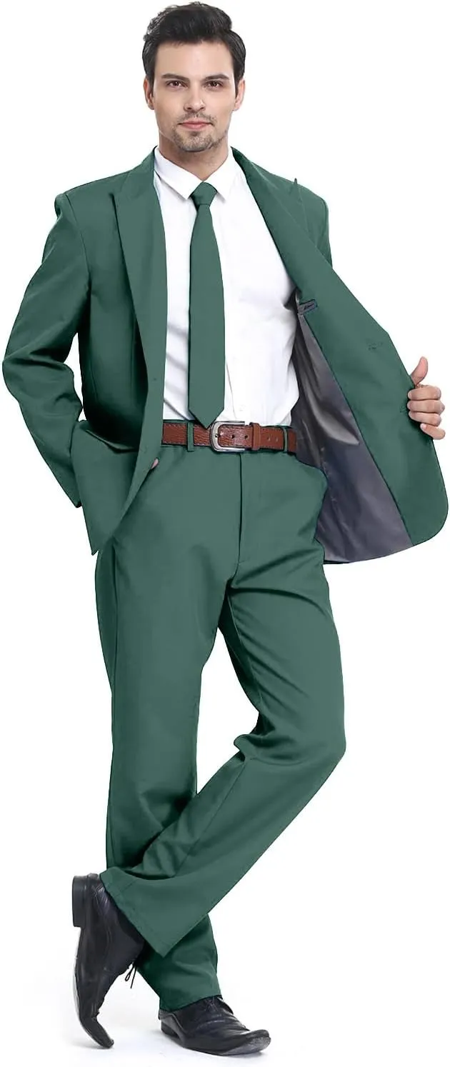 U LOOK UGLY TODAY Men's Party Suit Solid Color Prom Suit for Themed Party Events Clubbing Jacket with Tie Pants