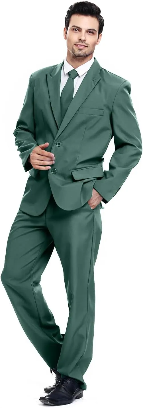 U LOOK UGLY TODAY Men's Party Suit Solid Color Prom Suit for Themed Party Events Clubbing Jacket with Tie Pants