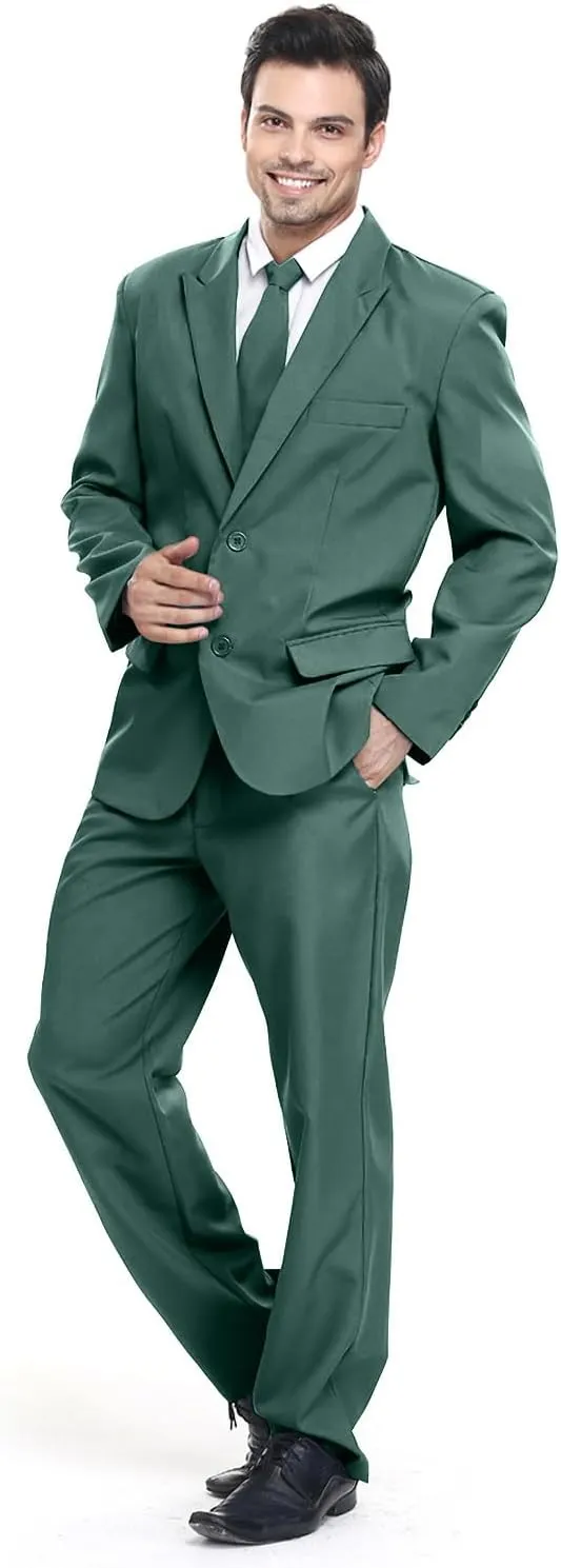 U LOOK UGLY TODAY Men's Party Suit Solid Color Prom Suit for Themed Party Events Clubbing Jacket with Tie Pants