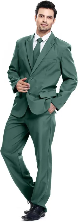 U LOOK UGLY TODAY Men's Party Suit Solid Color Prom Suit for Themed Party Events Clubbing Jacket with Tie Pants