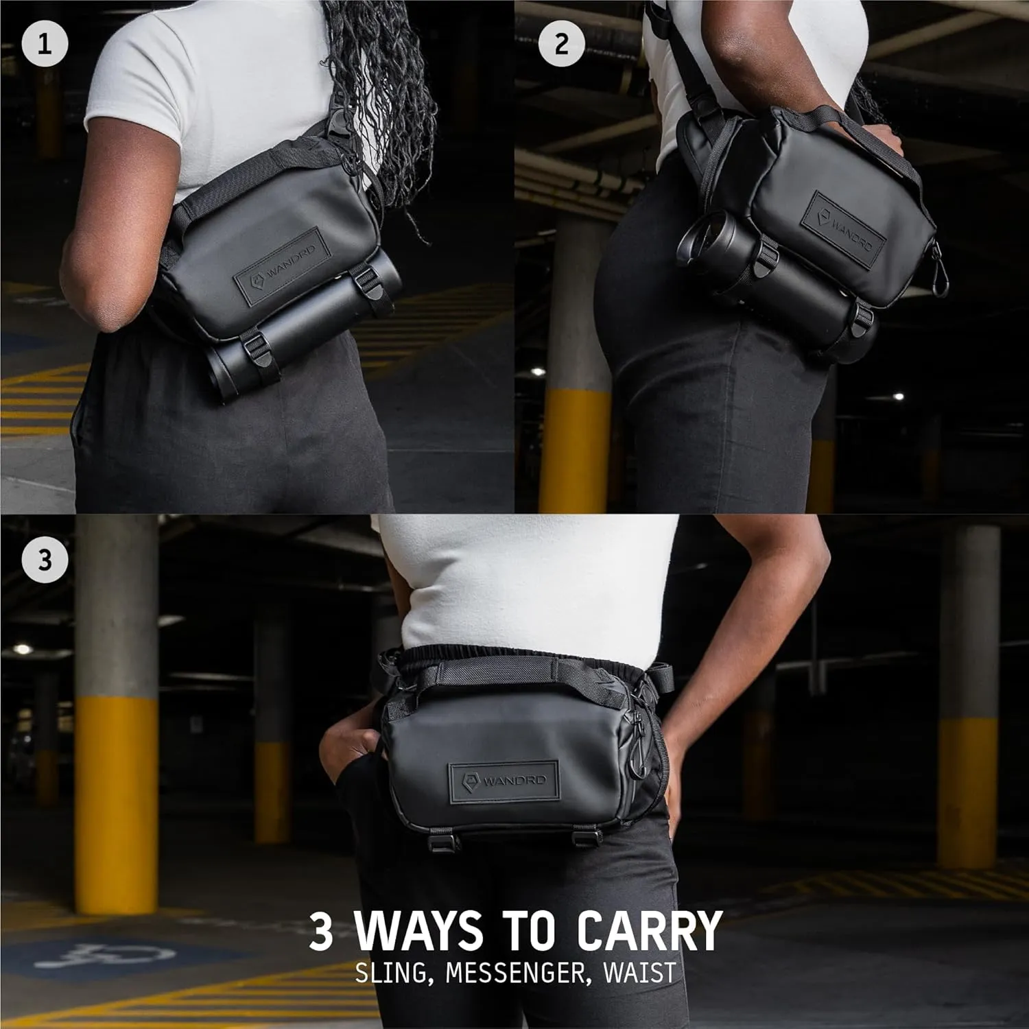 WANDRD ROGUE Sling: Compact Camera Sling and Crossbody Bag with Fast Access, 3-Way Carry Lightweight Everyday Bag Great for Travel, Photography, and Daily Use (Black)