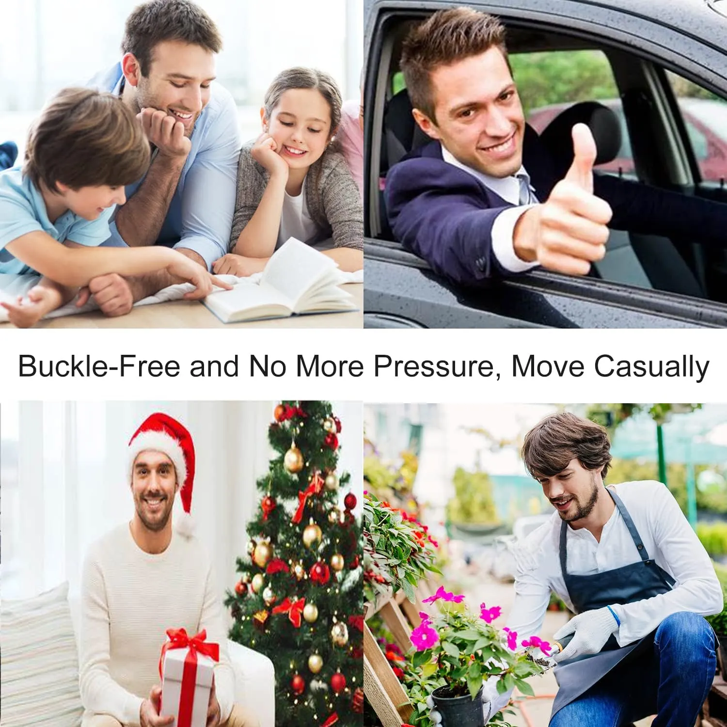 WERFORU No Buckle Elastic Belt for Men Stretch Buckle Free Belt for Jeans Pants 1.38 Inches Wide