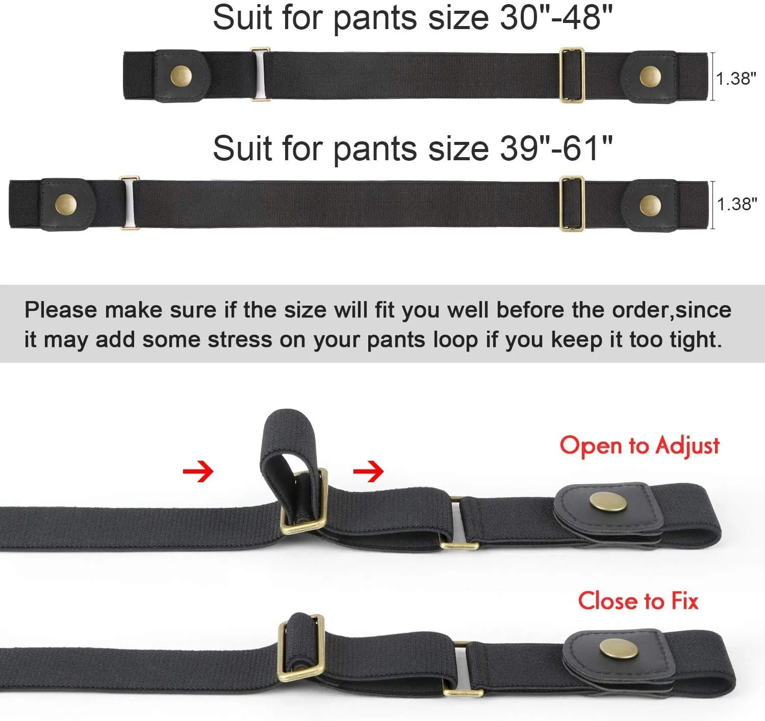 WERFORU No Buckle Elastic Belt for Men Stretch Buckle Free Belt for Jeans Pants 1.38 Inches Wide