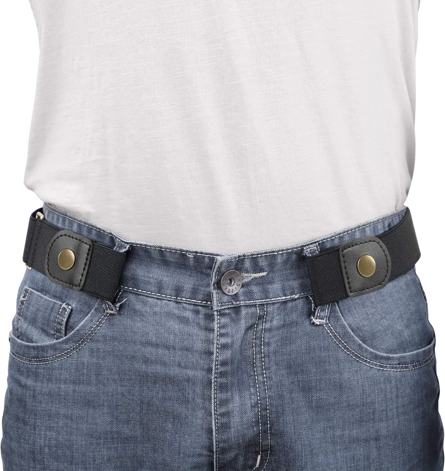 WERFORU No Buckle Elastic Belt for Men Stretch Buckle Free Belt for Jeans Pants 1.38 Inches Wide