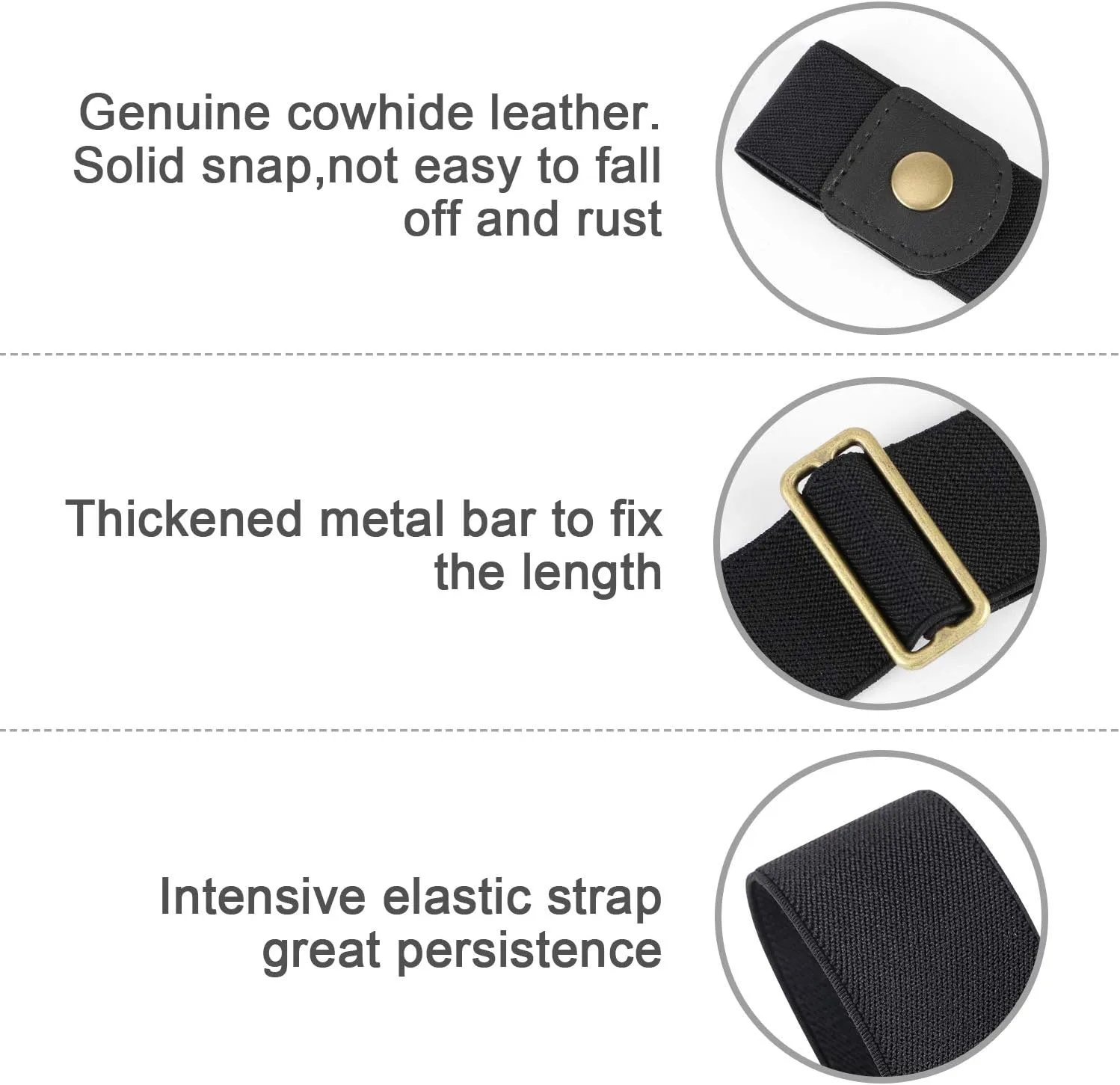 WERFORU No Buckle Elastic Belt for Men Stretch Buckle Free Belt for Jeans Pants 1.38 Inches Wide