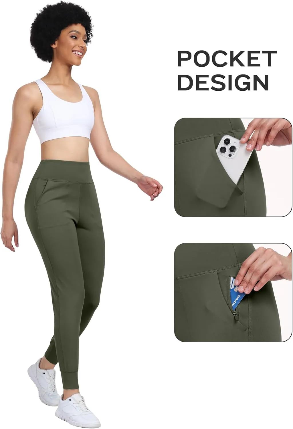 WHOUARE Women's Joggers Pants Workout Athletic Leggings with Pockets High Waisted Gym Running Yoga Pants