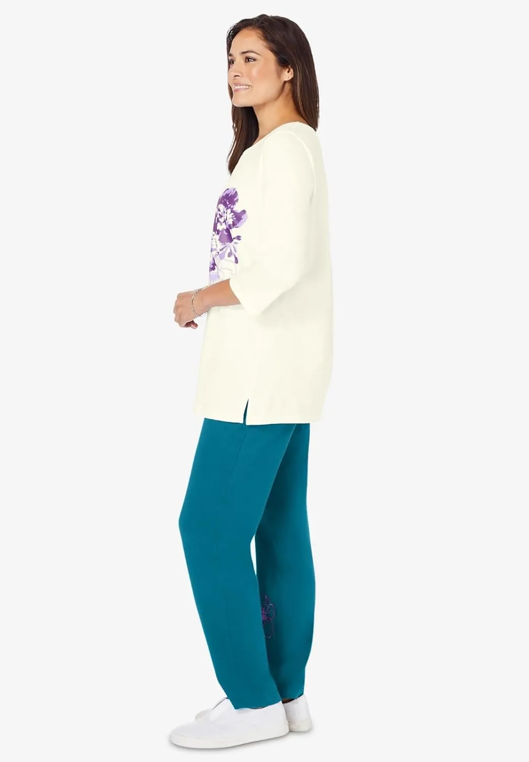 Woman Within Plus Size Floral Tee and Pant Set