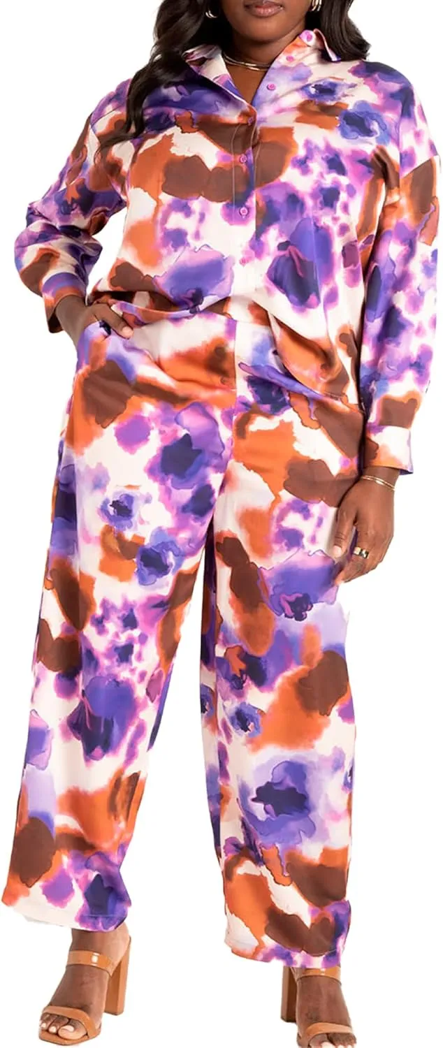 Woman Within Plus Size Floral Tee and Pant Set