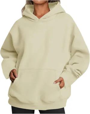 Women Hoodies Oversized Sweatshirts Pullover Fleece Sweater Long Sleeve With Pockets Casual Winter Fall Y2k Clothes