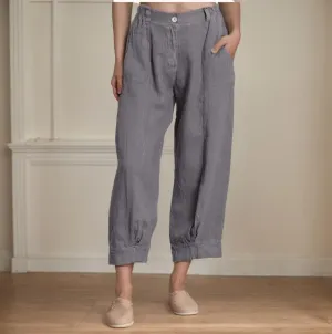 Women Linen Pant 2025 Summer High Waist Wide Leg Capri Pant Casual Loose Baggy Vacation Beach Straight Trouser Pocket