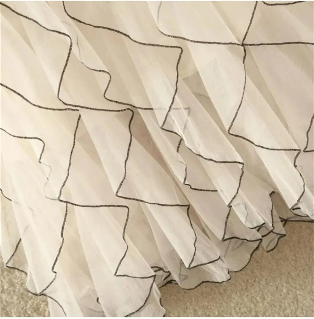 Women Long Skirts Women Summer Elastic High Waist Mesh Skirts Female Winter Ruffles Midi Long Pleated Skirt