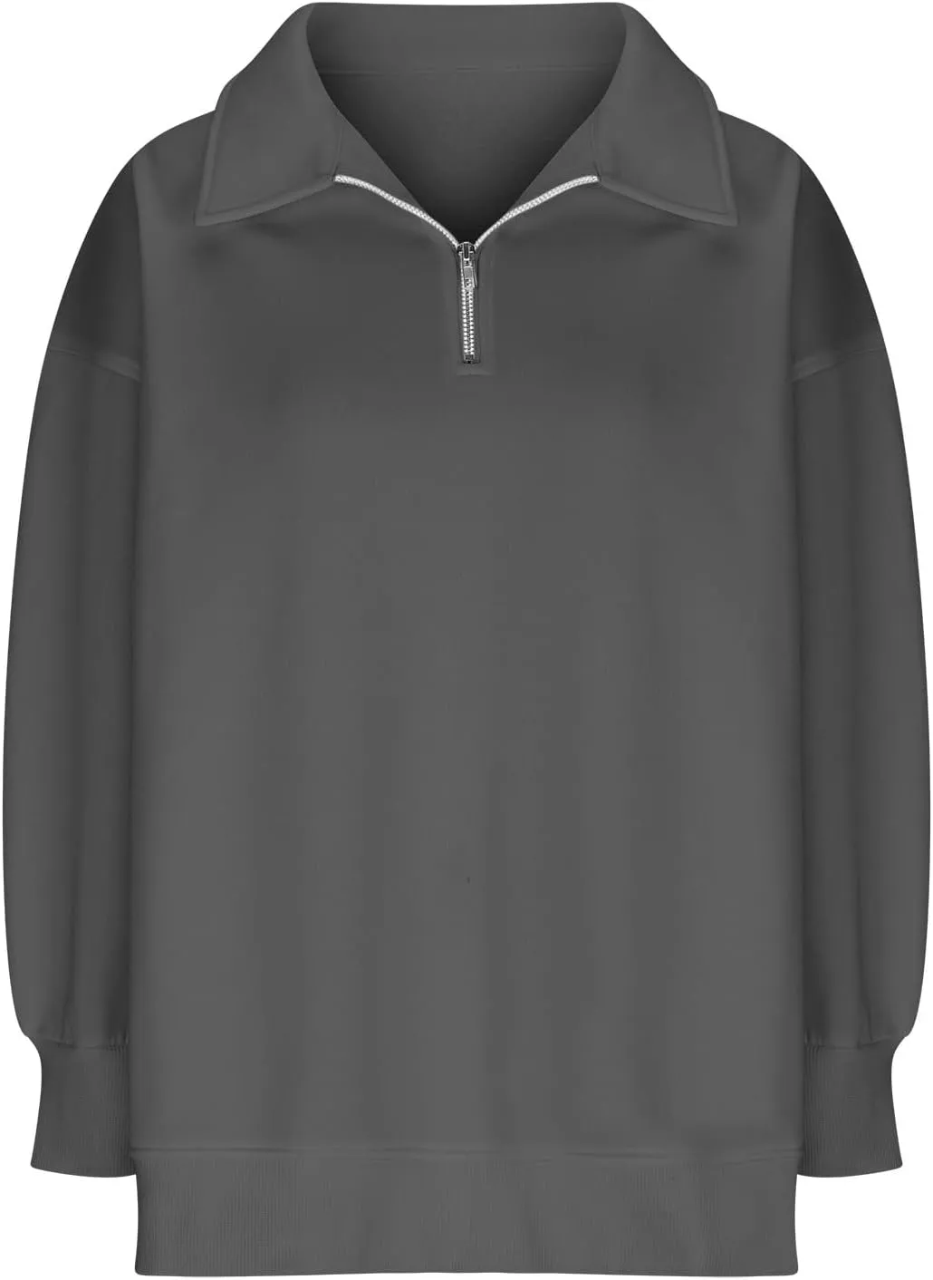 Women Oversized Half Zip Sweatshirt Drop Shoulder Long Sleeves Collar Quarter 1/4 Zipper Pullover Fashion Fall Tops