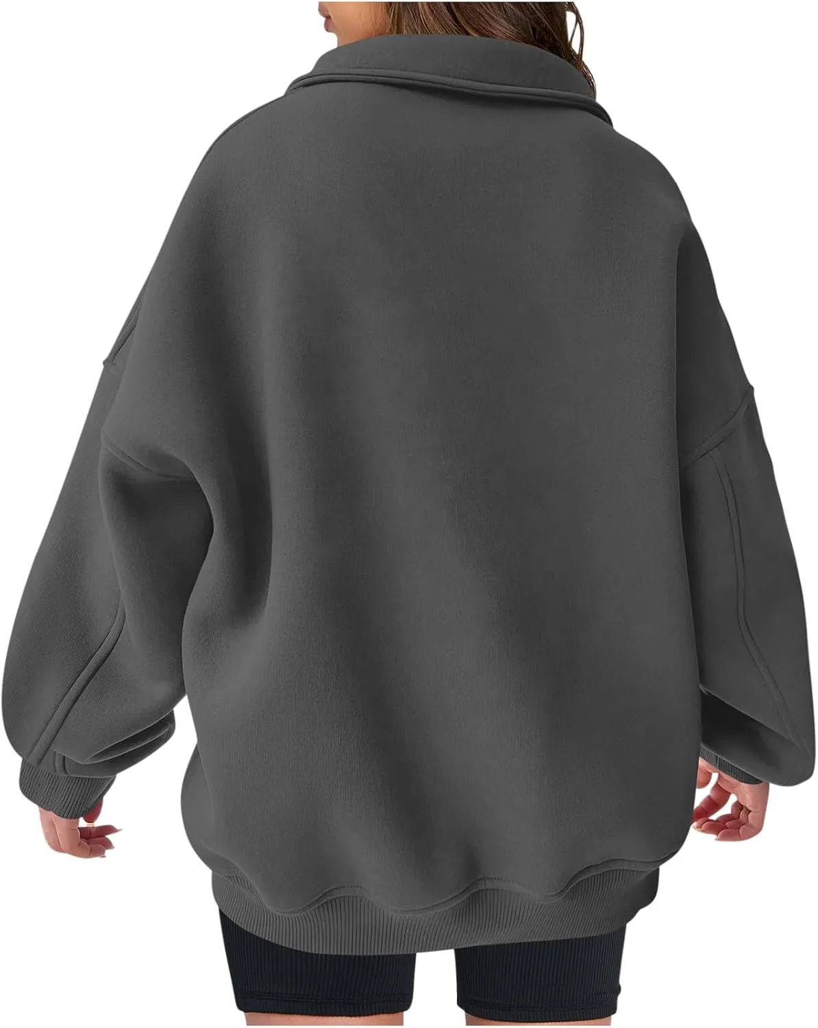 Women Oversized Half Zip Sweatshirt Drop Shoulder Long Sleeves Collar Quarter 1/4 Zipper Pullover Fashion Fall Tops